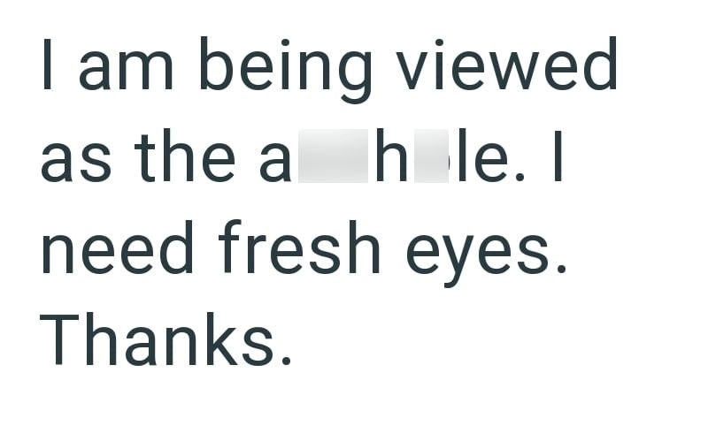 I am being viewed as the a hole. I need fresh eyes. Thanks.
