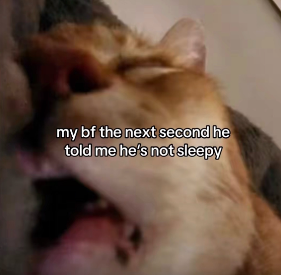 my bf the next second he told me he's not sleepy