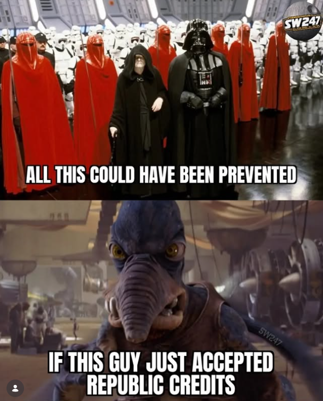 SW247 ALL THIS COULD HAVE BEEN PREVENTED 351 SW247 IF THIS GUY JUST ACCEPTED REPUBLIC CREDITS