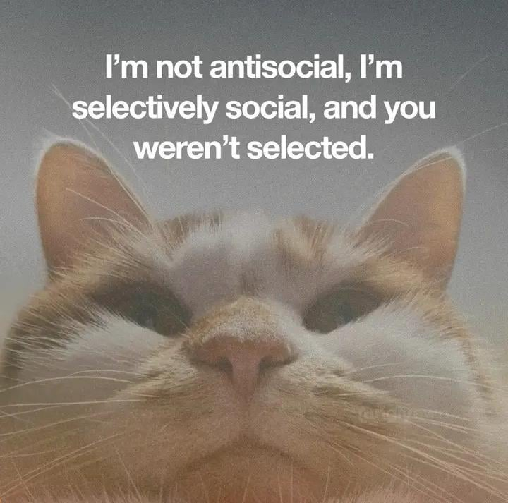 I'm not antisocial, I'm selectively social, and you weren't selected.