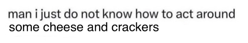 man i just do not know how to act around some cheese and crackers
