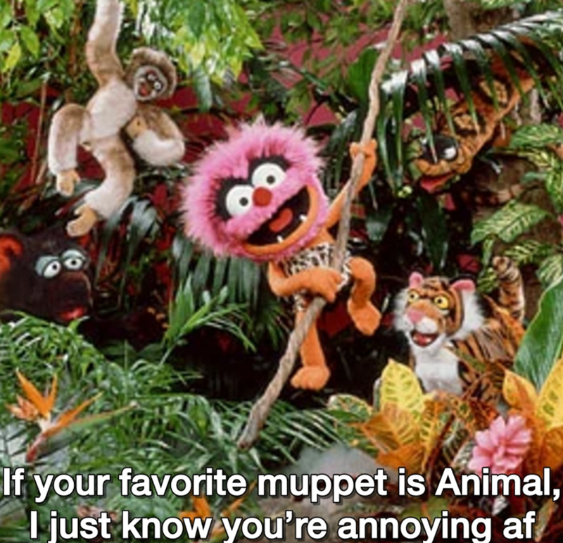 If your favorite muppet is Animal, I just know you're annoying af