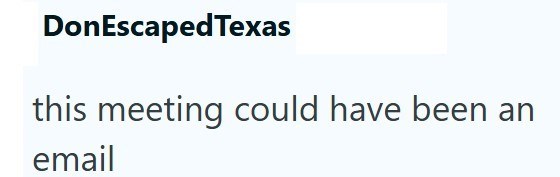 DonEscaped Texas this meeting could have been an email