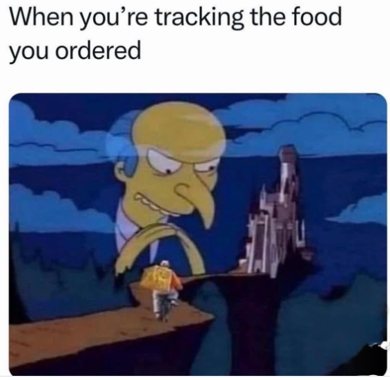 When you're tracking the food you ordered