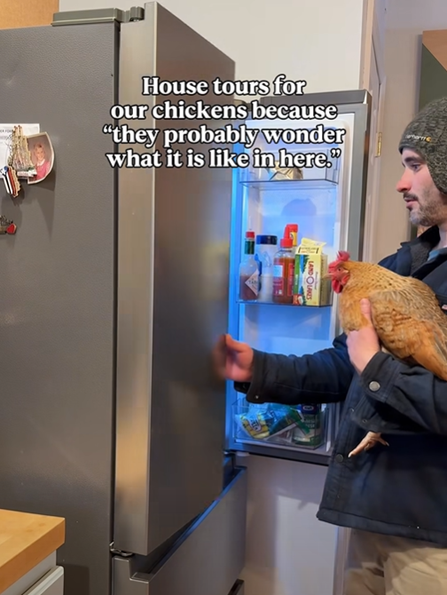 House tours for our chickens because "they probably wonder what it is like in here." LAND OLAKES