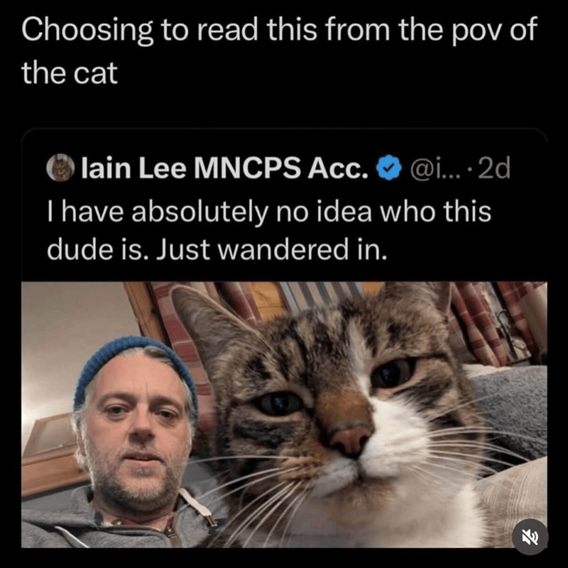 Choosing to read this from the pov of the cat lain Lee MNCPS Acc. @i....2d I have absolutely no idea who this dude is. Just wandered in. 71