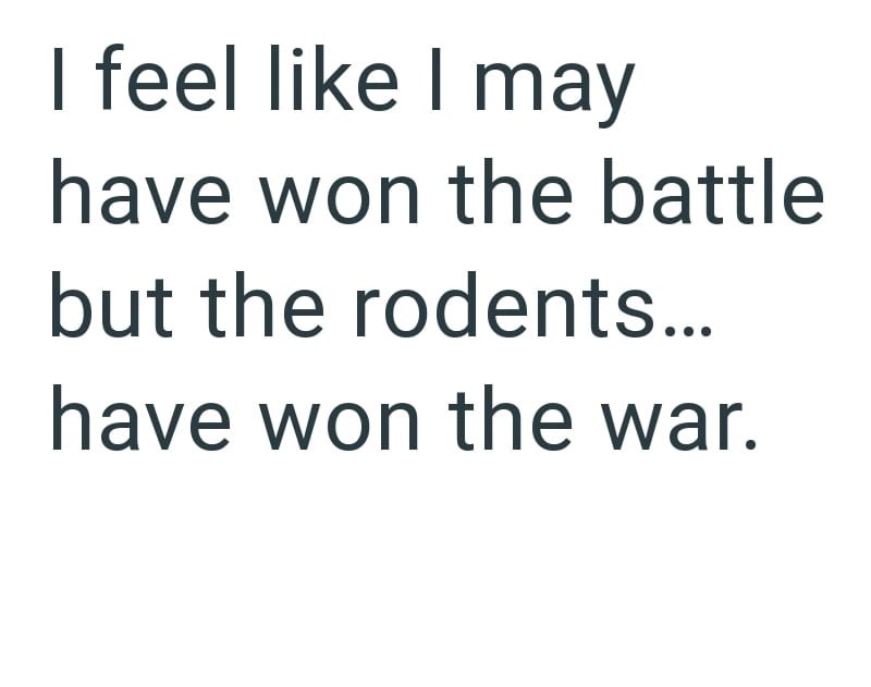 I feel like I may have won the battle but the rodents... have won the war.