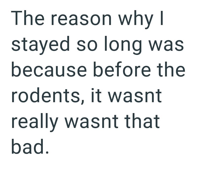 The reason why I stayed so long was because before the rodents, it wasnt really wasnt that bad.