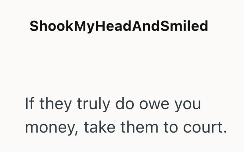 ShookMyHeadAndSmiled If they truly do owe you money, take them to court.