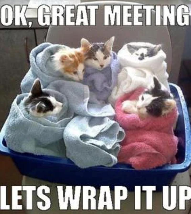 OK, GREAT MEETING LETS WRAP IT UP
