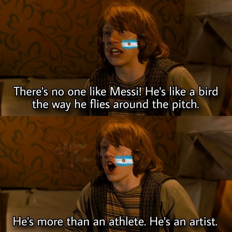 There's no one like Messi! He's like a bird the way he flies around the pitch. Chamber of $ posts He's more than an athlete. He's an artist.
