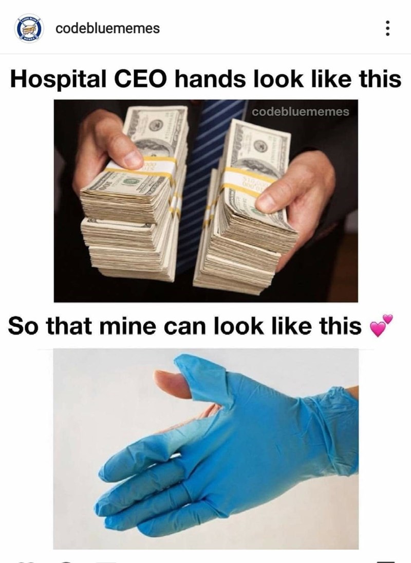 codebluememes Hospital CEO hands look like this 323 codebluememes $10,00 600'0 So that mine can look like this