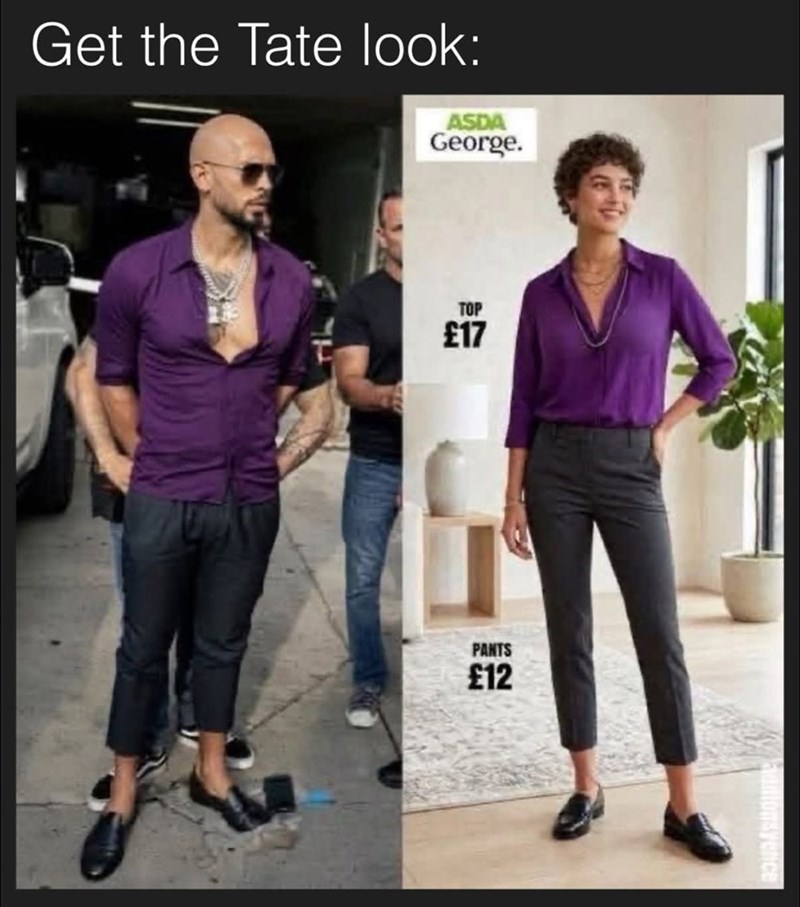 Get the Tate look: ASDA George. TOP £17 PANTS £12 venice