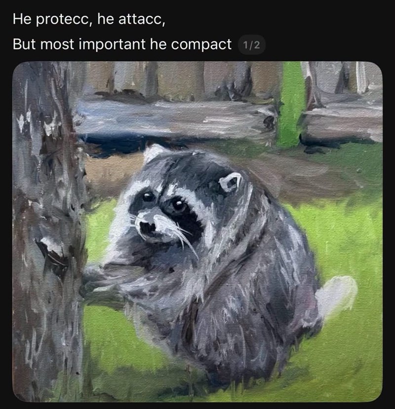 He protecc, he attacc, But most important he compact 1/2