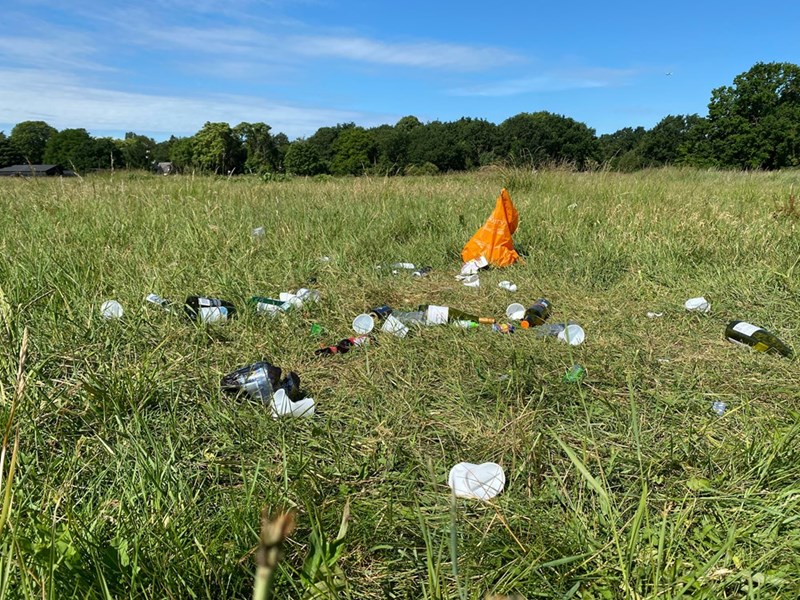 A field with garbage all over it, model image.