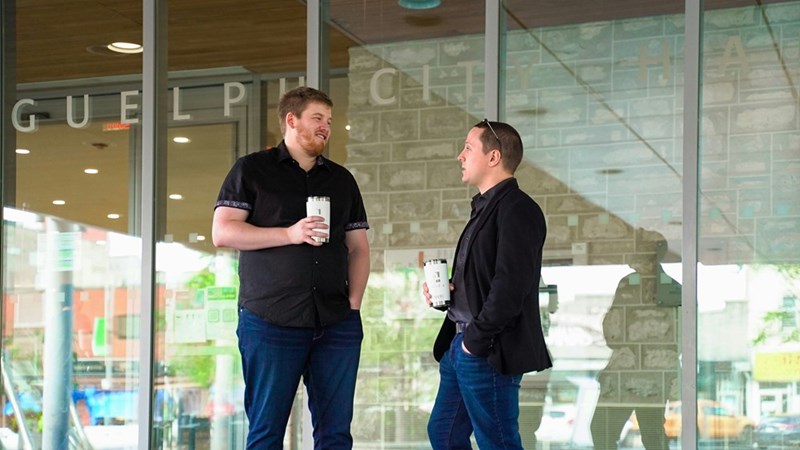 two men talking