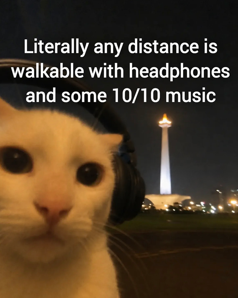 Literally any distance is walkable with headphones and some 10/10 music