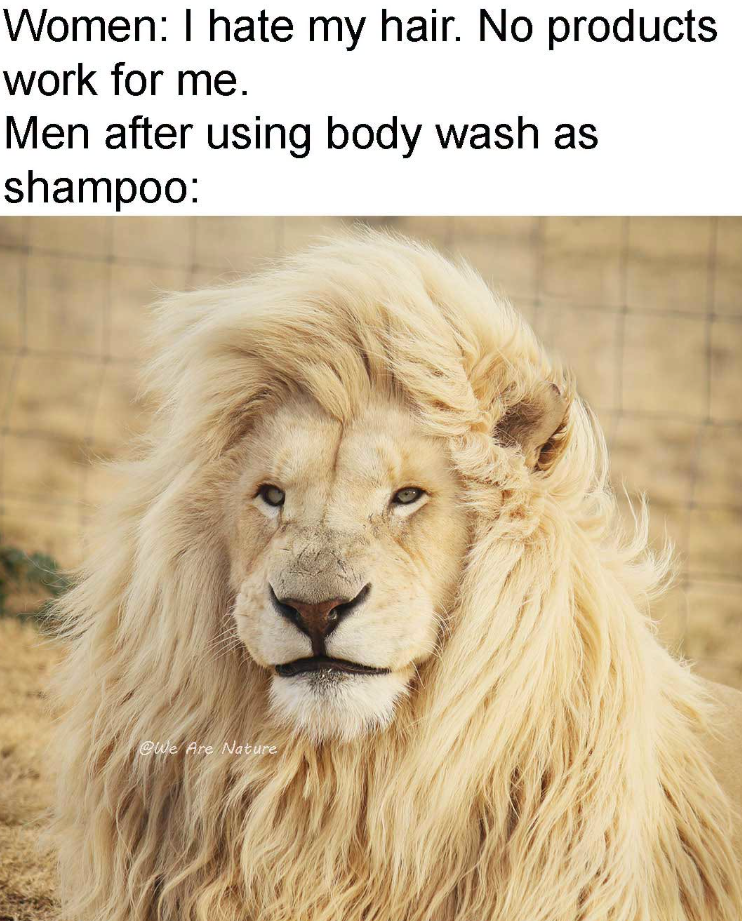 Women: I hate my hair. No products work for me. Men after using body wash as shampoo: @We Are Nature