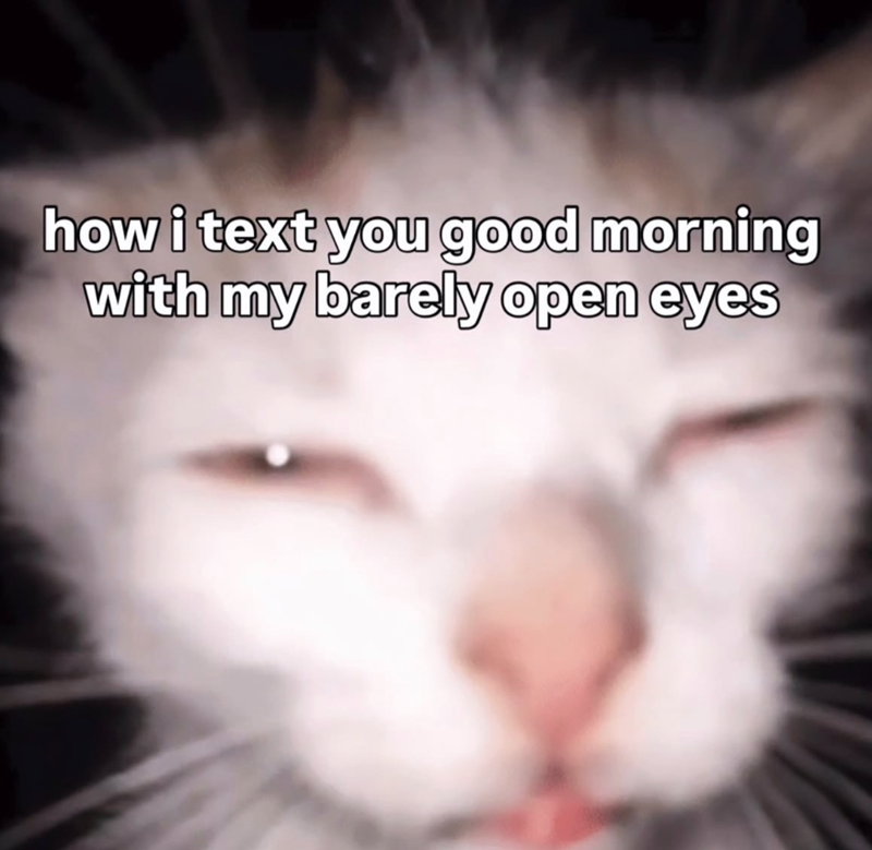 how i text you good morning with my barely open eyes