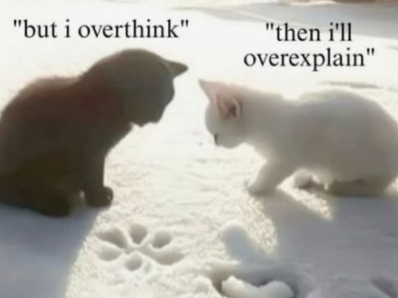 "but i overthink" "then i'll overexplain"