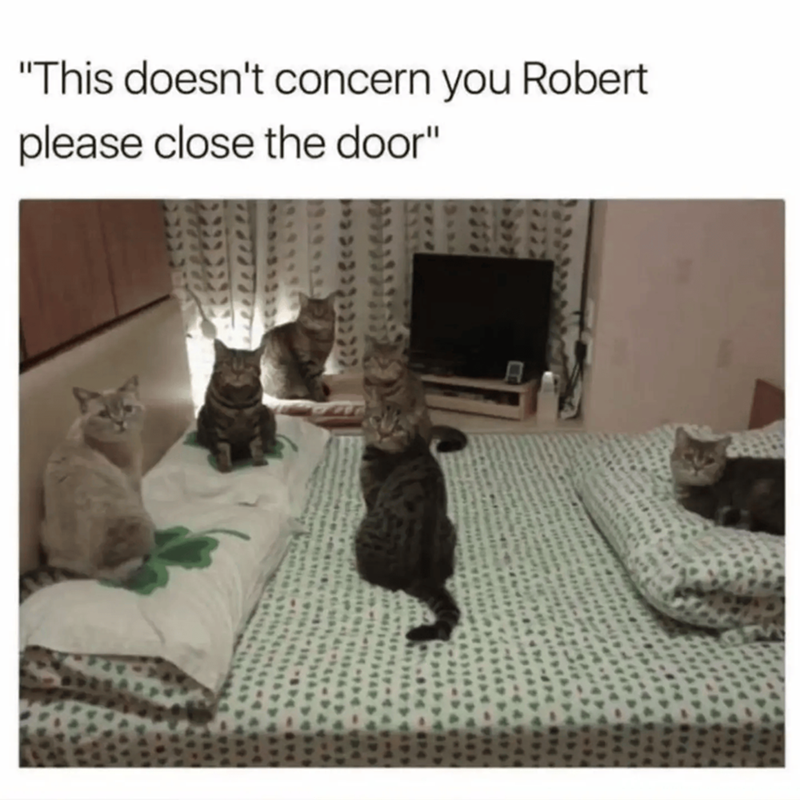 "This doesn't concern you Robert please close the door"