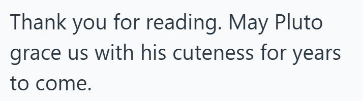 Thank you for reading. May Pluto grace us with his cuteness for years to come.
