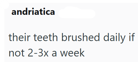 andriatica their teeth brushed daily if not 2-3x a week