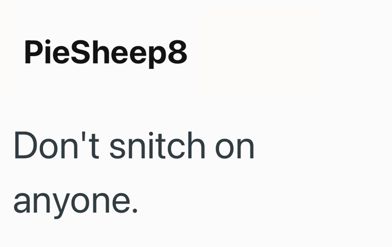 PieSheep8 Don't snitch on anyone.