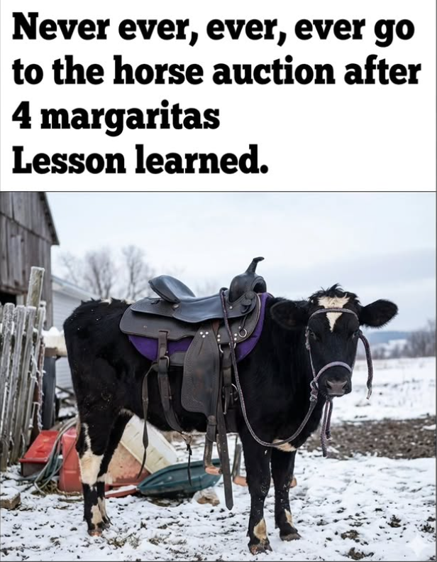Never ever, ever, ever go to the horse auction after 4 margaritas Lesson learned.