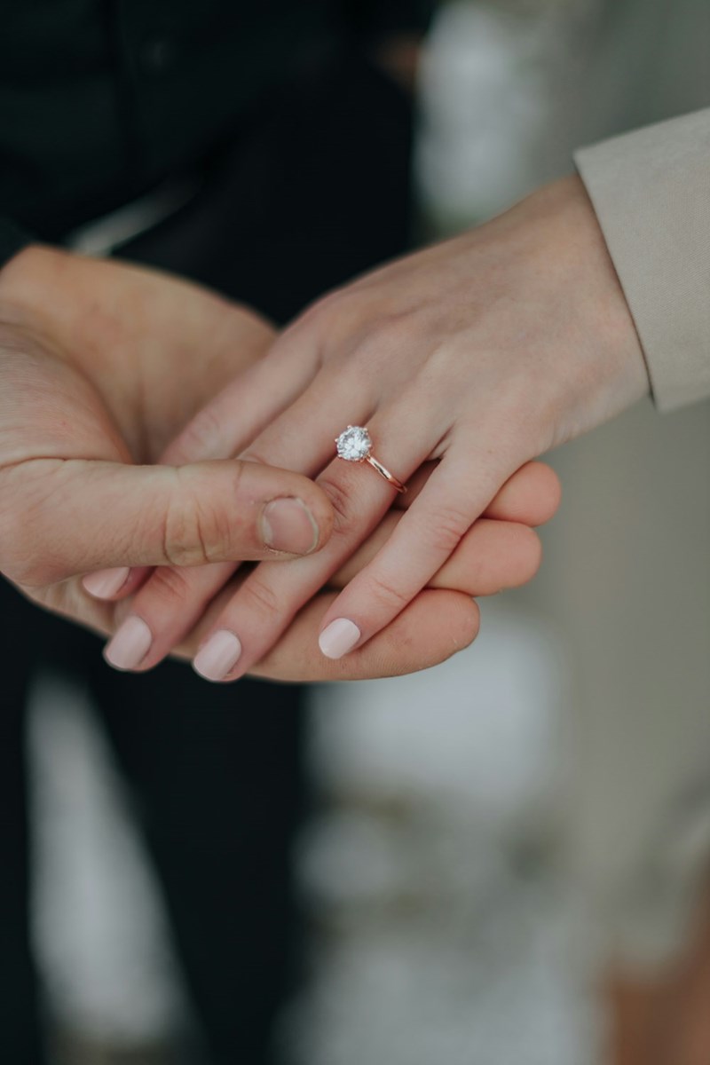 closeup of engagement ring