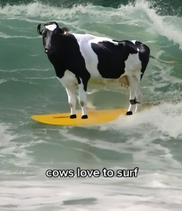 cows love to surf