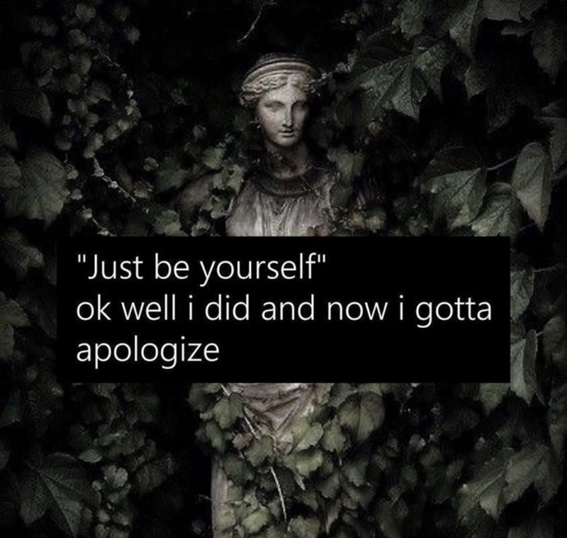 "Just be yourself" ok well i did and now i gotta apologize