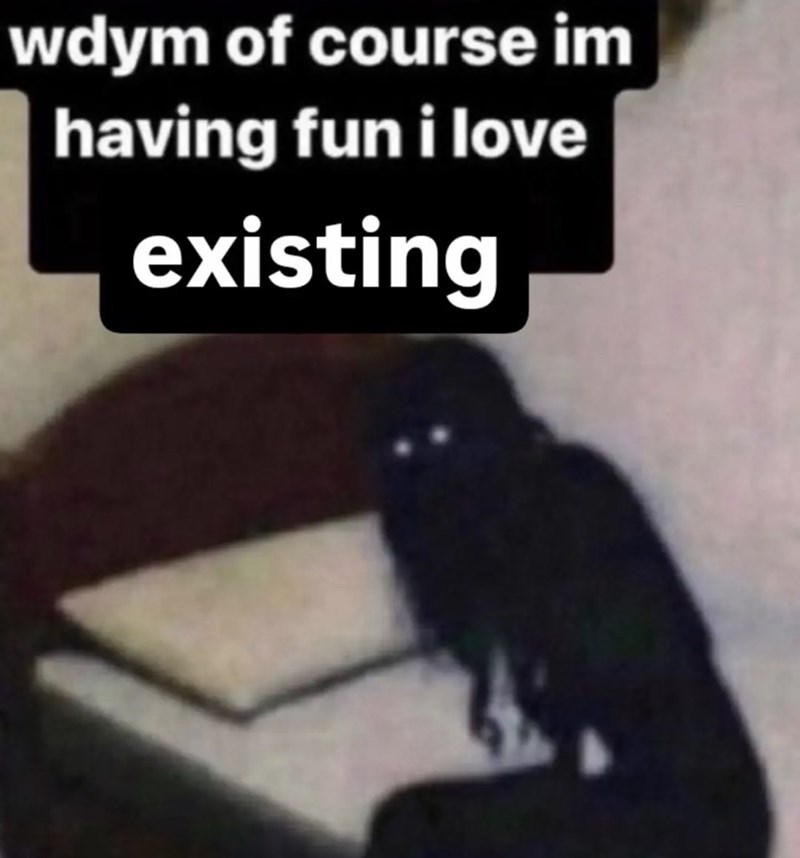wdym of course im having fun i love existing