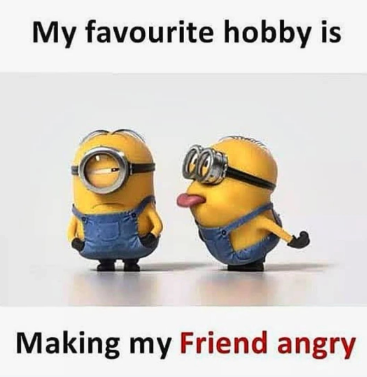 My favourite hobby is Making my Friend angry
