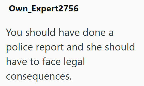 Own Expert2756 You should have done a police report and she should have to face legal consequences.