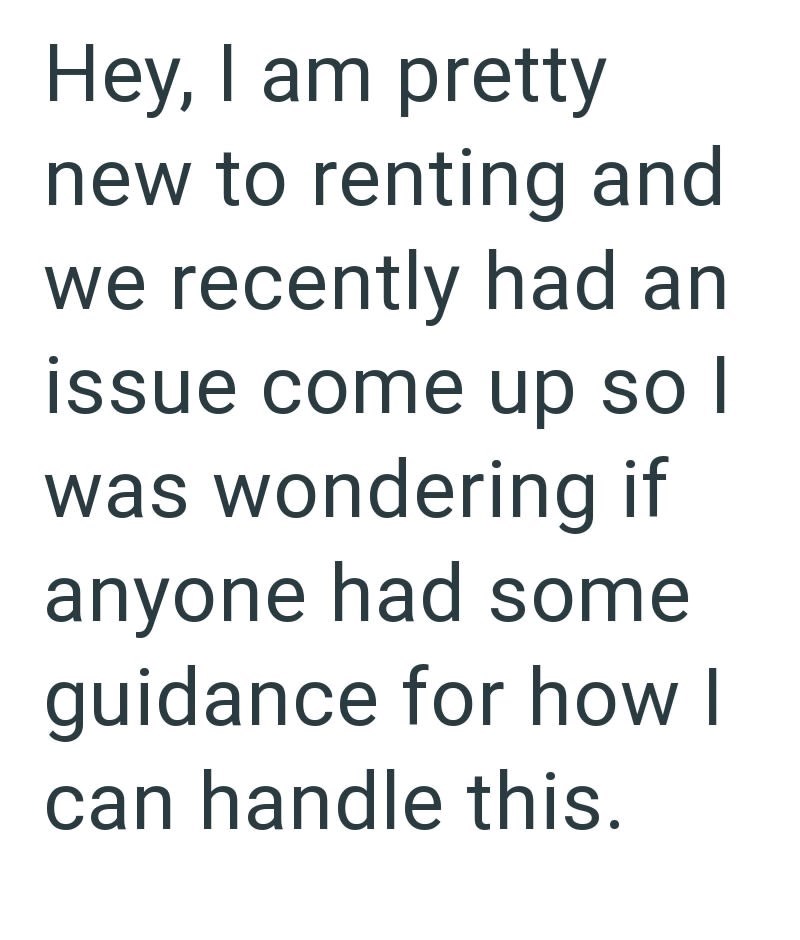 Hey, I am pretty new to renting and we recently had an issue come up so I was wondering if anyone had some guidance for how I can handle this.