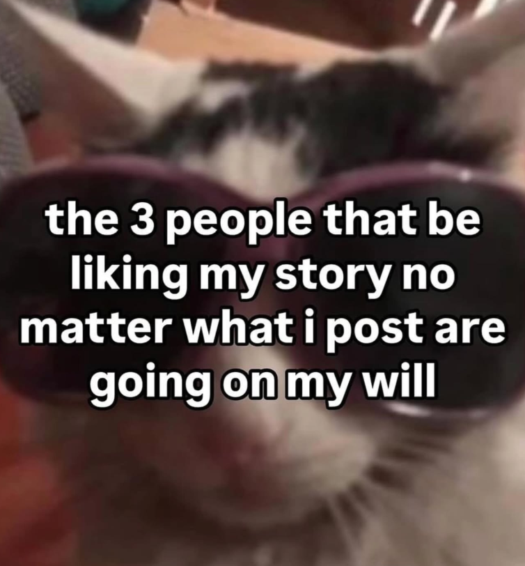 the 3 people that be liking my story no matter what i post are going on my will