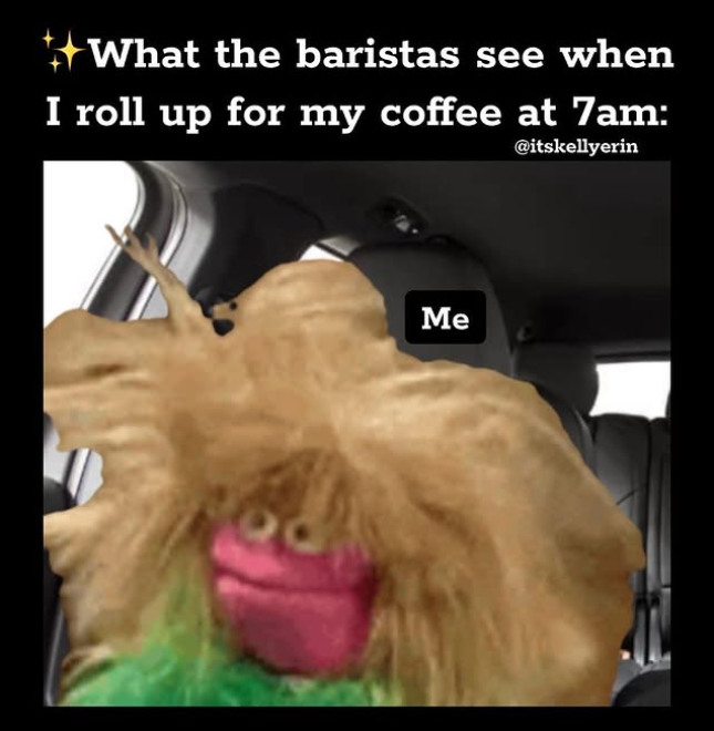 What the baristas see when I roll up for my coffee at 7am: @itskellyerin Me