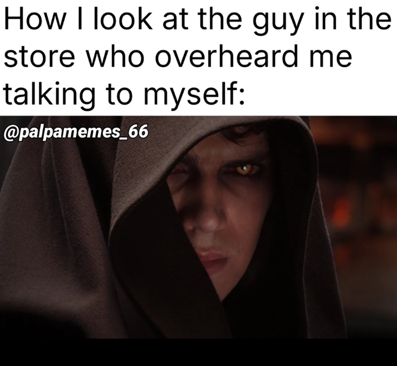 How I look at the guy in the store who overheard me talking to myself: @palpamemes_66
