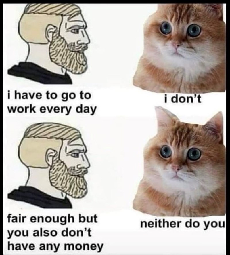 i have to go to work every day i don't fair enough but you also don't have any money neither do you