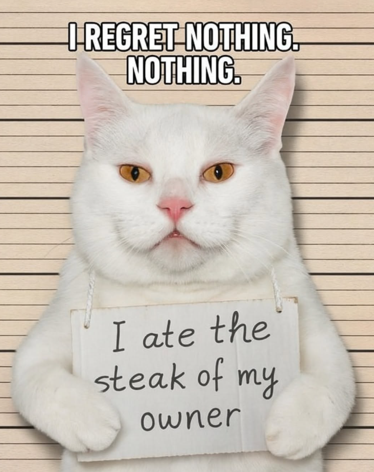 I REGRET NOTHING. NOTHING. I ate the steak of my owner