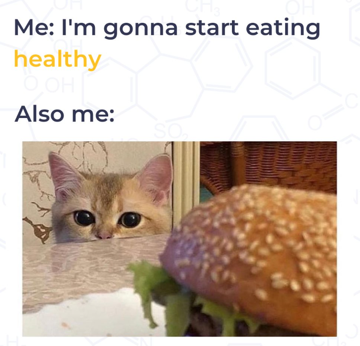 CH3 ОН Me: I'm gonna start eating healthy Also me: so,