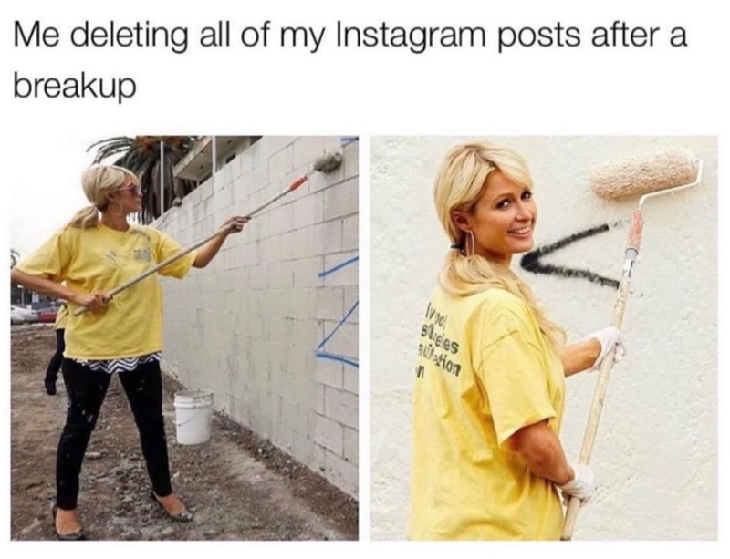 Me deleting all of my Instagram posts after a breakup Ivool seles utation