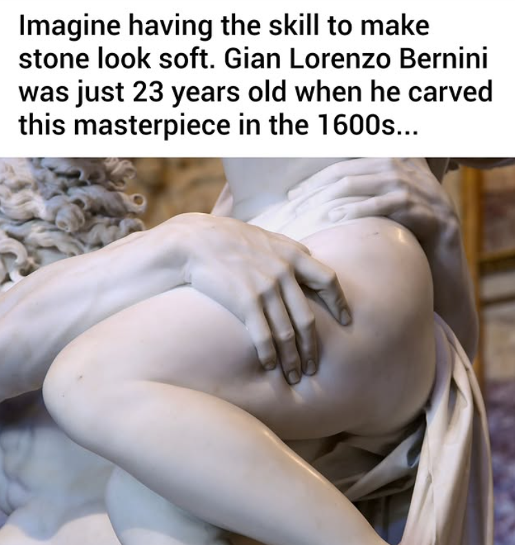 Imagine having the skill to make stone look soft. Gian Lorenzo Bernini was just 23 years old when he carved this masterpiece in the 1600s...