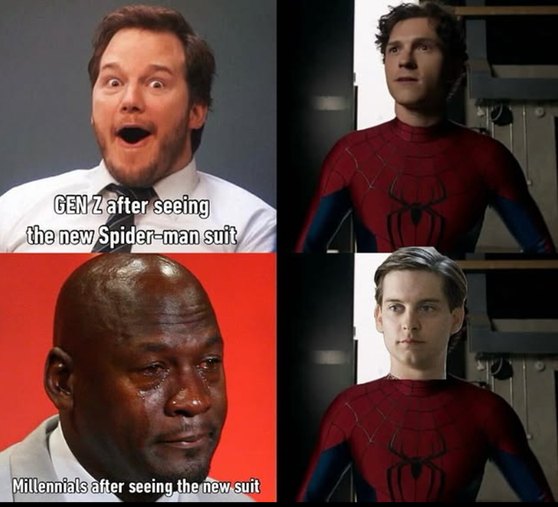 GEN Z after seeing the new Spider-man suit Millennials after seeing the new suit