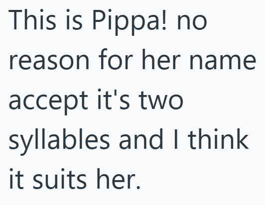 This is Pippa! no reason for her name accept it's two syllables and I think it suits her.