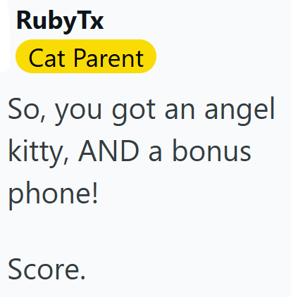 Ruby Tx Cat Parent So, you got an angel kitty, AND a bonus phone! Score.