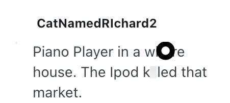 CatNamed Richard2 Piano Player in a wore house. The Ipod k led that market.