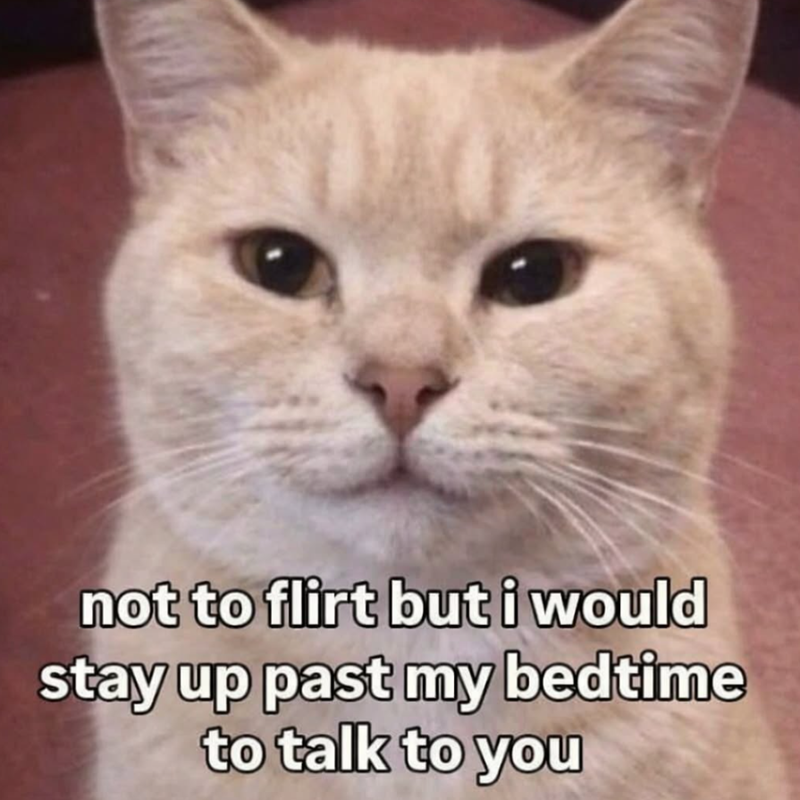 not to flirt but i would stay up past my bedtime to talk to you