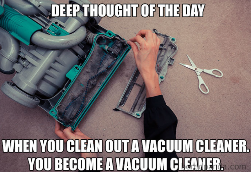 DEEP THOUGHT OF THE DAY WHEN YOU CLEAN OUT A VACUUM CLEANER. YOU BECOME A VACUUM CLEANER..com